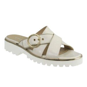 Ron White Gold Caysi Slide Buckle‎ Sandal in Ice Leather Size EU 37 / US 6.5